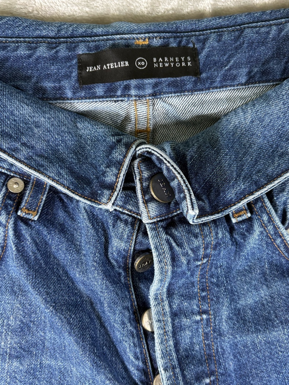 Jean Atelier X Barney’s New York Straight Leg Foldover Jeans Size 30